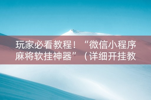 玩家必看教程！“微信小程序麻将软挂神器”（详细开挂教程）-哔哩哔哩