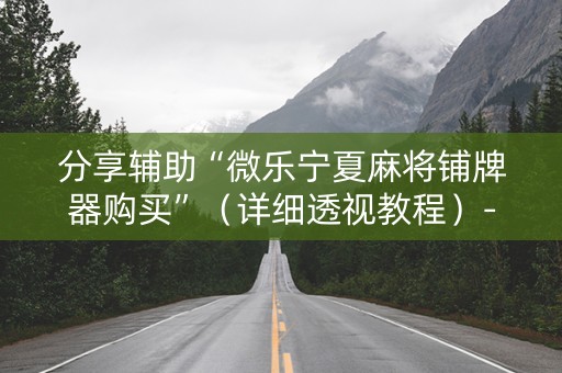 分享辅助“微乐宁夏麻将铺牌器购买”（详细透视教程）-哔哩哔哩