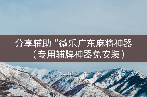 分享辅助“微乐广东麻将神器（专用辅牌神器免安装）