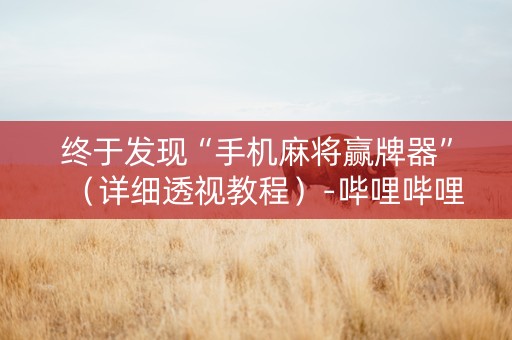 终于发现“手机麻将赢牌器”（详细透视教程）-哔哩哔哩