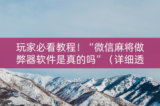 玩家必看教程！“微信麻将做弊器软件是真的吗”（详细透视教程）-哔哩哔哩