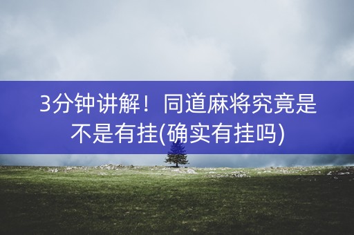 3分钟讲解！同道麻将究竟是不是有挂(确实有挂吗)