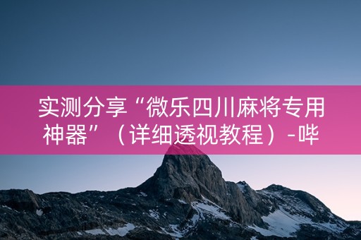实测分享“微乐四川麻将专用神器”（详细透视教程）-哔哩哔哩