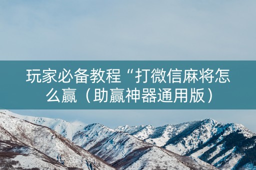玩家必备教程“打微信麻将怎么赢（助赢神器通用版）