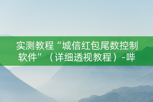 实测教程“城信红包尾数控制软件”（详细透视教程）-哔哩哔哩