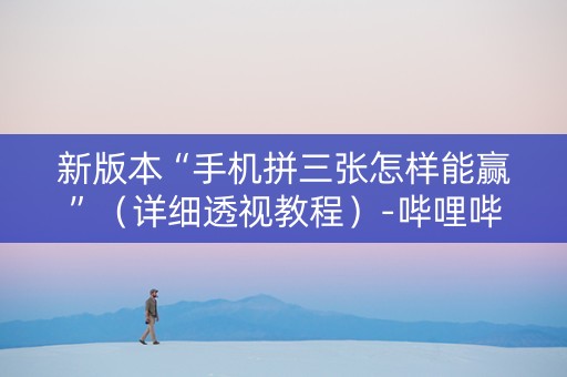 新版本“手机拼三张怎样能赢”（详细透视教程）-哔哩哔哩