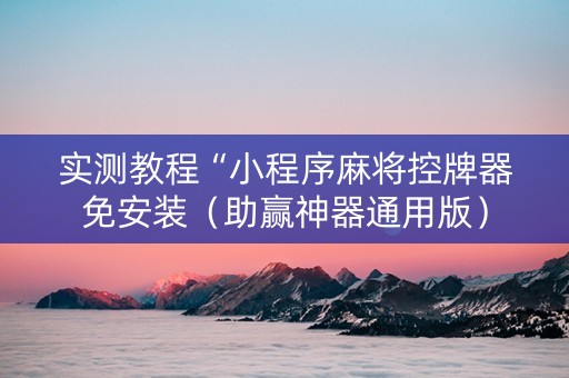 实测教程“小程序麻将控牌器免安装（助赢神器通用版）