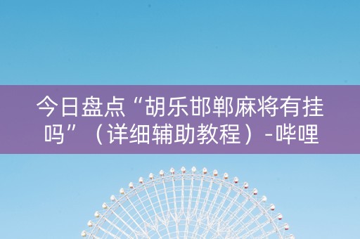 今日盘点“胡乐邯郸麻将有挂吗”（详细辅助教程）-哔哩哔哩