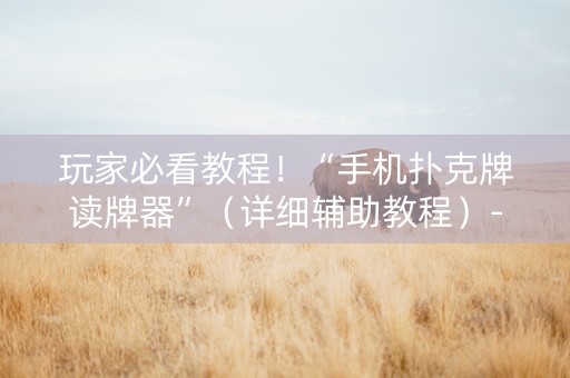 玩家必看教程！“手机扑克牌读牌器”（详细辅助教程）-哔哩哔哩