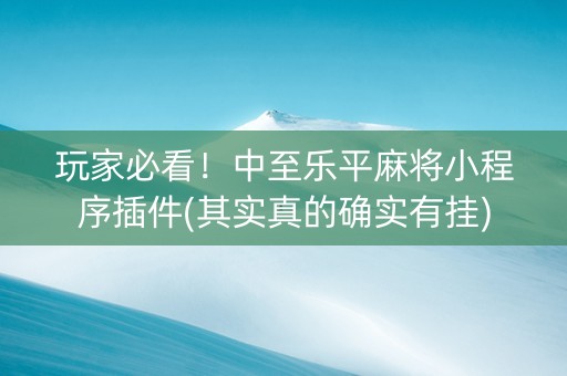 玩家必看！中至乐平麻将小程序插件(其实真的确实有挂)
