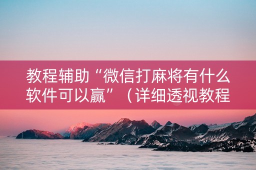 教程辅助“微信打麻将有什么软件可以赢”（详细透视教程）-哔哩哔哩