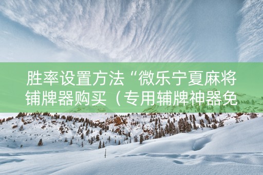胜率设置方法“微乐宁夏麻将铺牌器购买（专用辅牌神器免安装）