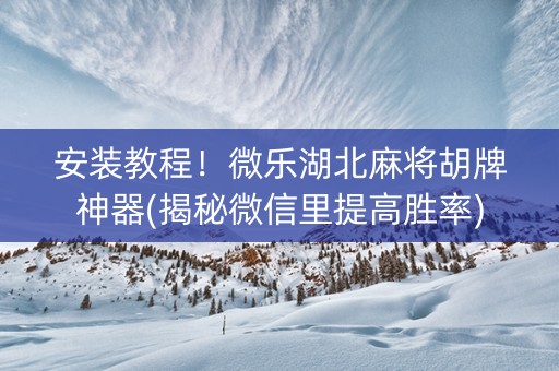 安装教程！微乐湖北麻将胡牌神器(揭秘微信里提高胜率)