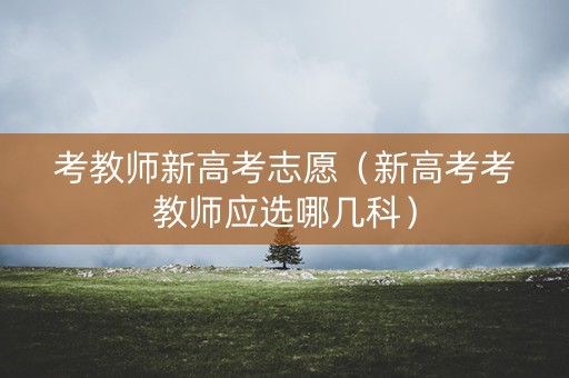 考教师新高考志愿（新高考考教师应选哪几科）