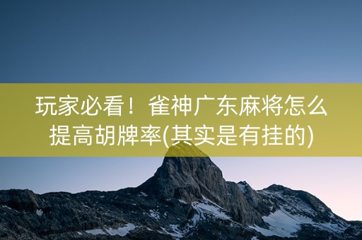 玩家必看！雀神广东麻将怎么提高胡牌率(其实是有挂的)