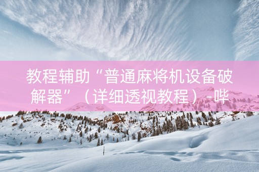 教程辅助“普通麻将机设备破解器”（详细透视教程）-哔哩哔哩