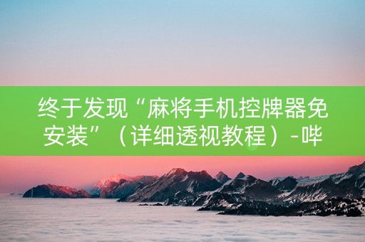 终于发现“麻将手机控牌器免安装”（详细透视教程）-哔哩哔哩
