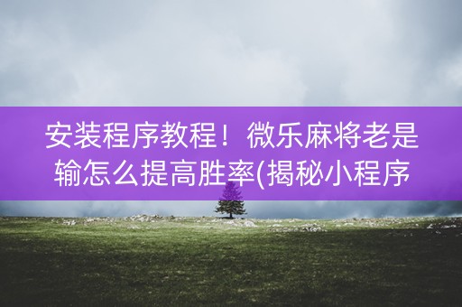 安装程序教程！微乐麻将老是输怎么提高胜率(揭秘小程序规律攻略)