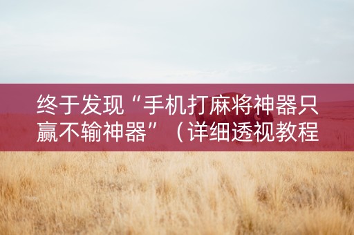 终于发现“手机打麻将神器只赢不输神器”（详细透视教程）-哔哩哔哩