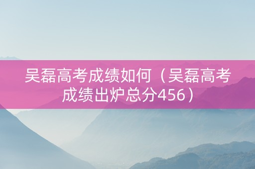 吴磊高考成绩如何（吴磊高考成绩出炉总分456）