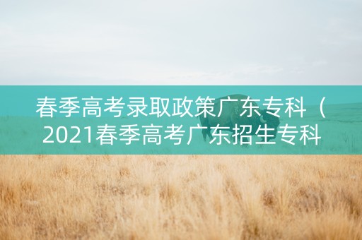 春季高考录取政策广东专科（2021春季高考广东招生专科院校）