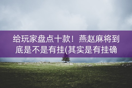 给玩家盘点十款！燕赵麻将到底是不是有挂(其实是有挂确实有挂)