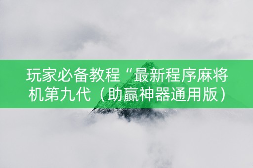 玩家必备教程“最新程序麻将机第九代（助赢神器通用版）