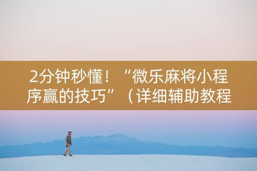2分钟秒懂！“微乐麻将小程序赢的技巧”（详细辅助教程）-哔哩哔哩