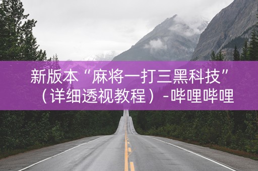 新版本“麻将一打三黑科技”（详细透视教程）-哔哩哔哩