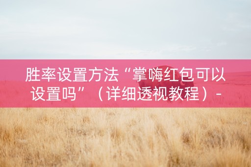 胜率设置方法“掌嗨红包可以设置吗”（详细透视教程）-哔哩哔哩