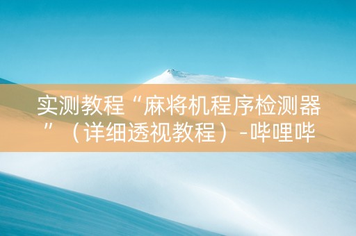 实测教程“麻将机程序检测器”（详细透视教程）-哔哩哔哩