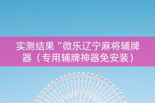 实测结果“微乐辽宁麻将辅牌器（专用辅牌神器免安装）