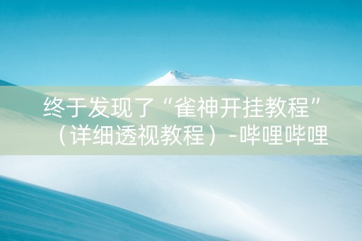 终于发现了“雀神开挂教程”（详细透视教程）-哔哩哔哩