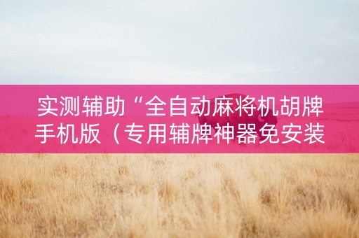 实测辅助“全自动麻将机胡牌手机版（专用辅牌神器免安装）