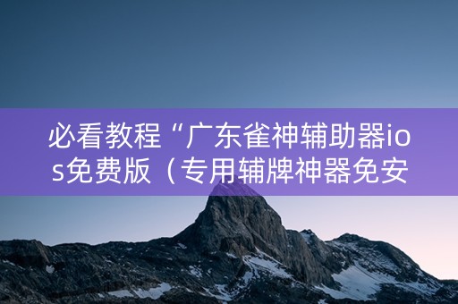 必看教程“广东雀神辅助器ios免费版（专用辅牌神器免安装）