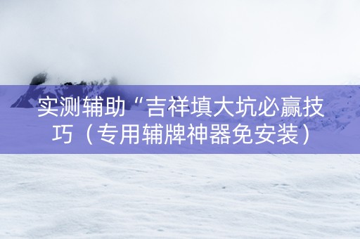 实测辅助“吉祥填大坑必赢技巧（专用辅牌神器免安装）
