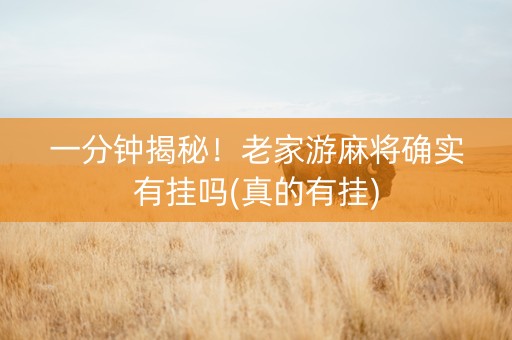 一分钟揭秘！老家游麻将确实有挂吗(真的有挂)