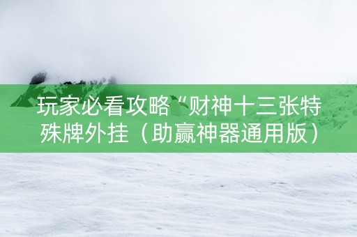 玩家必看攻略“财神十三张特殊牌外挂（助赢神器通用版）