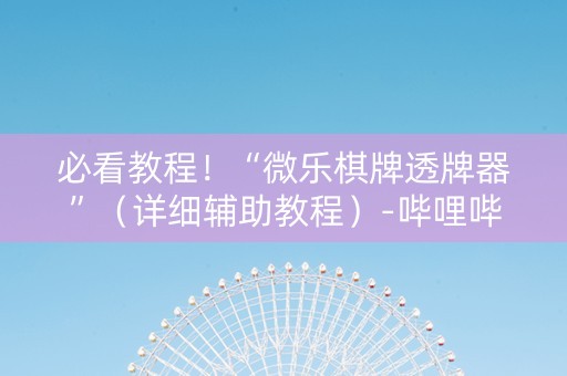 必看教程！“微乐棋牌透牌器”（详细辅助教程）-哔哩哔哩
