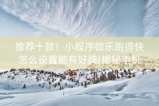 推荐十款！小程序微乐跑得快怎么设置能有好牌(揭秘手机上提高胜率)