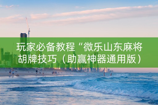 玩家必备教程“微乐山东麻将胡牌技巧（助赢神器通用版）