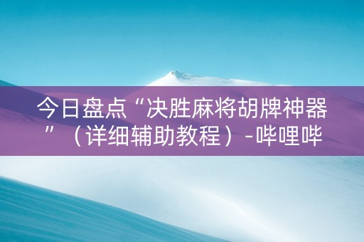 今日盘点“决胜麻将胡牌神器”（详细辅助教程）-哔哩哔哩