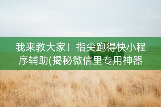 我来教大家！指尖跑得快小程序辅助(揭秘微信里专用神器)