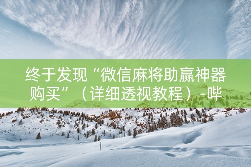 终于发现“微信麻将助赢神器购买”（详细透视教程）-哔哩哔哩