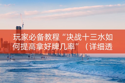 玩家必备教程“决战十三水如何提高拿好牌几率”（详细透视教程）-哔哩哔哩