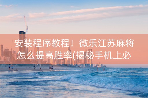 安装程序教程！微乐江苏麻将怎么提高胜率(揭秘手机上必备神器)