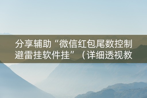 分享辅助“微信红包尾数控制避雷挂软件挂”（详细透视教程）-哔哩哔哩