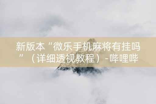 新版本“微乐手机麻将有挂吗”（详细透视教程）-哔哩哔哩