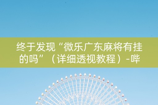 终于发现“微乐广东麻将有挂的吗”（详细透视教程）-哔哩哔哩