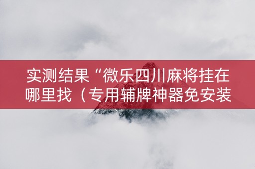 实测结果“微乐四川麻将挂在哪里找（专用辅牌神器免安装）